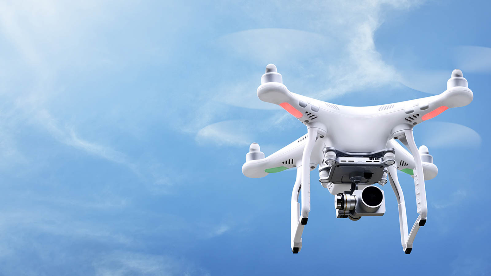 Small white drone hover